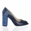 Catinca Shoes F26 BI pantofi dama piele bleumarin imprimeu