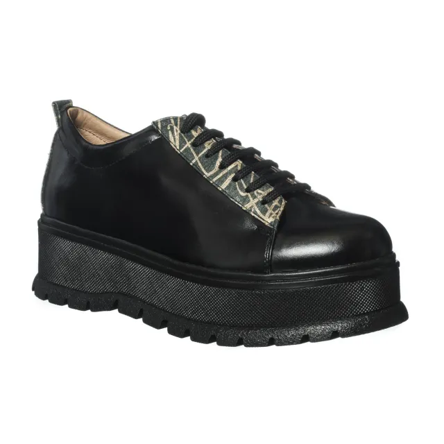 Catinca Shoes X3 pantofi dama negru fir auriu piele naturala