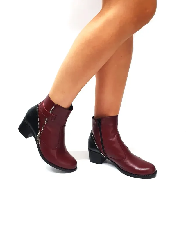Catinca Shoes GX51 BON ghete dama piele naturala bordo negru