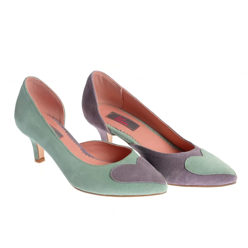 Ana Urbana Maria pantofi stiletto verde-mov piele intoarsa