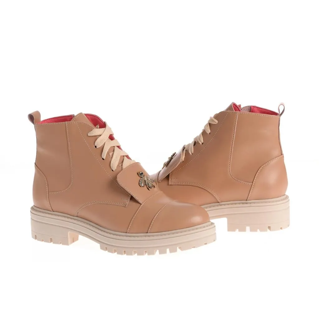 Ana Urbana Claudia ghete piele camel cu sireturi