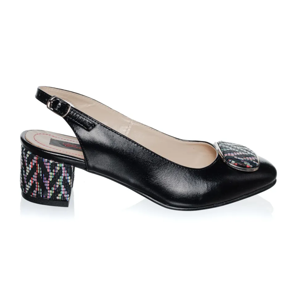 Catinca Shoes D21 NBZ sandale dama piele negru zig zag