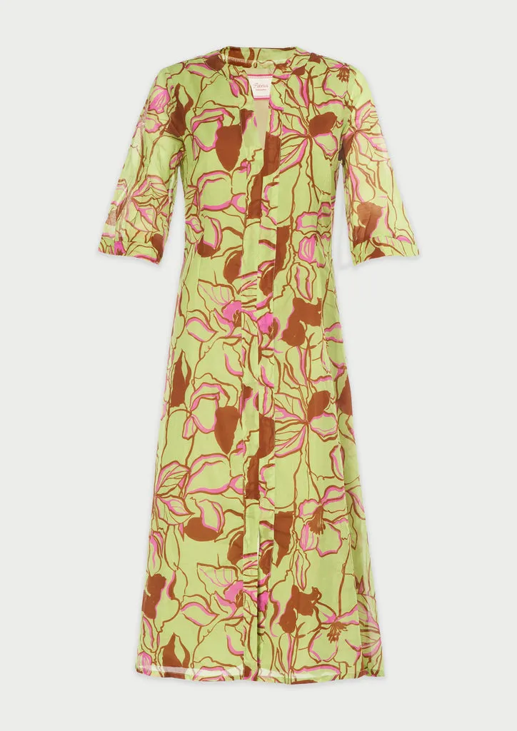 Flagelus Yao Green Kaftan rochie verde poliester