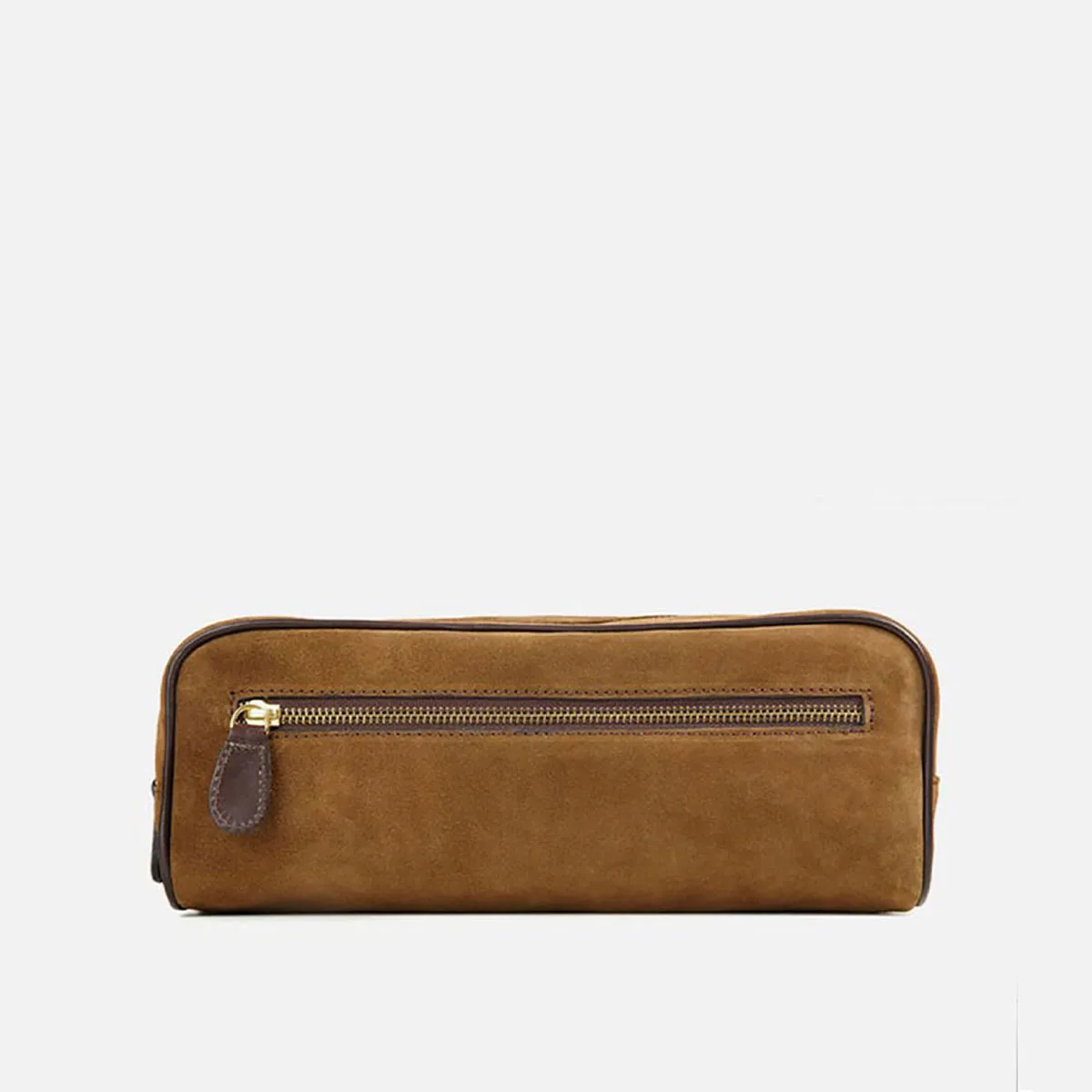 Cecilia Bringheli Laguna necessaire piele intoarsa tobacco