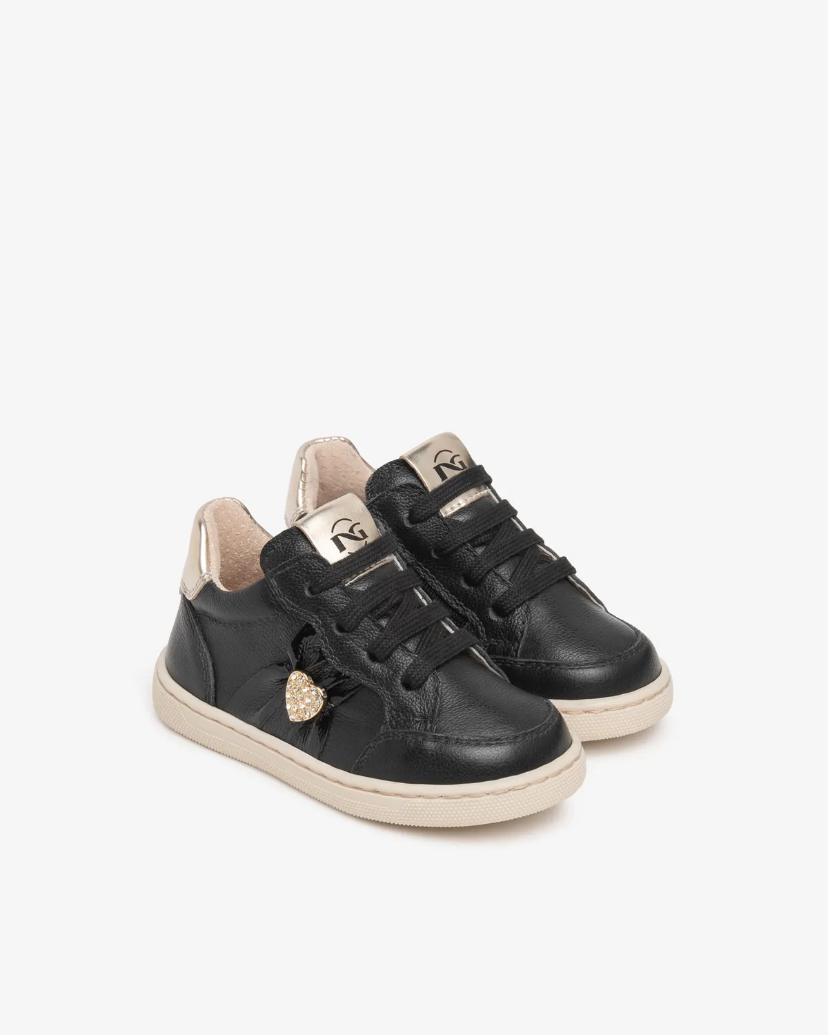 NeroGiardini Sneakers Fete Piele cu Inimă și Fermoar