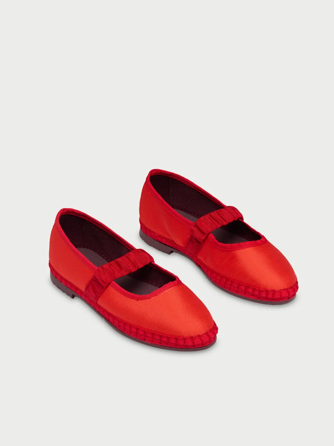 Flagelus Mafalda Ruffle Red Kids pantofi rosii matase