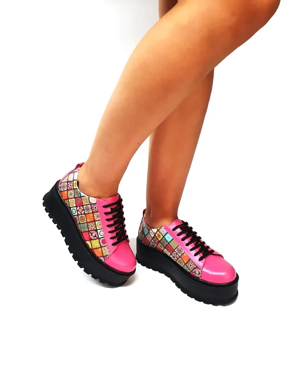 Catinca Shoes X3 RP3D pantofi piele naturala roz patratele 3D