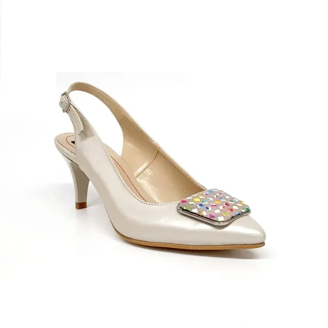 Catinca Shoes D22 BSPM sandale piele bej sidef multicolore