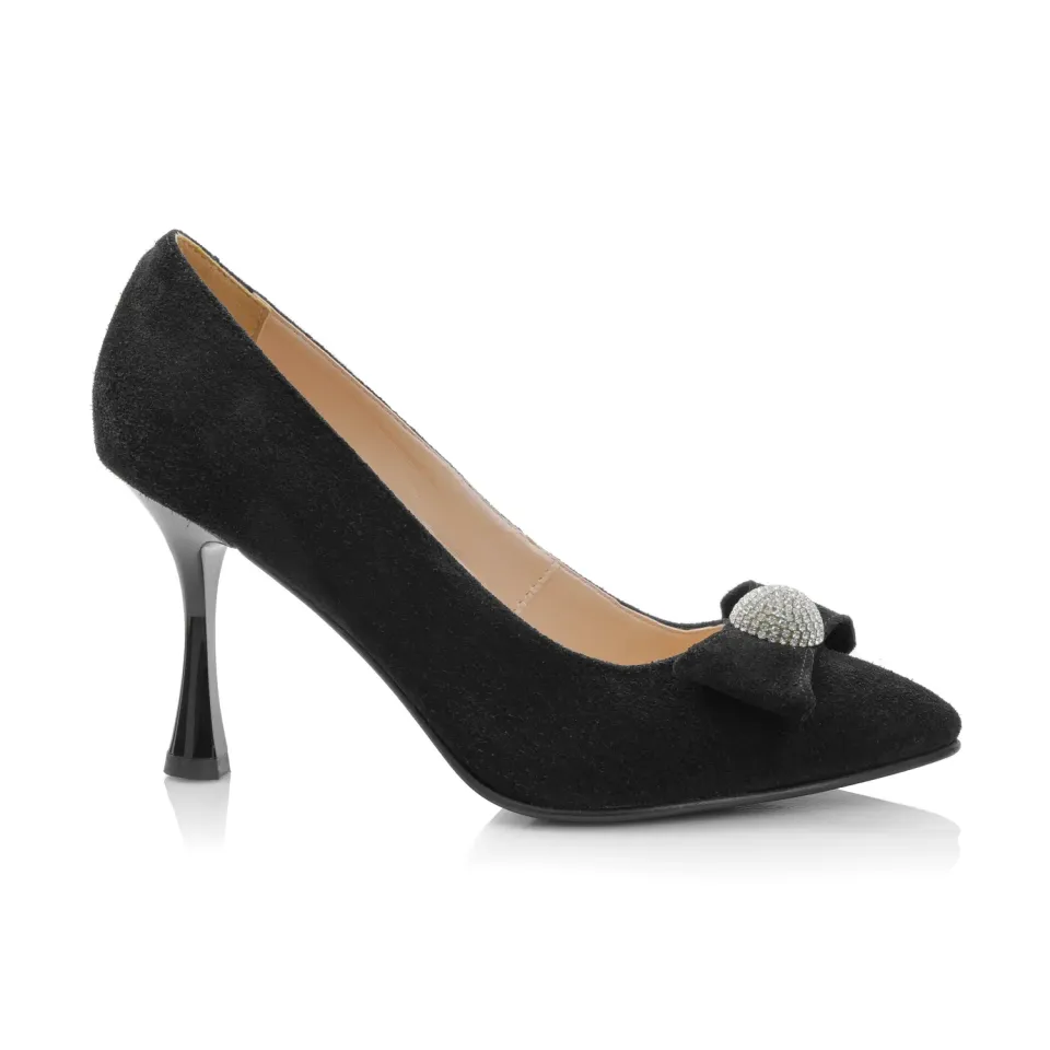 Catinca Shoes A69 Negru pantofi dama piele antilopa