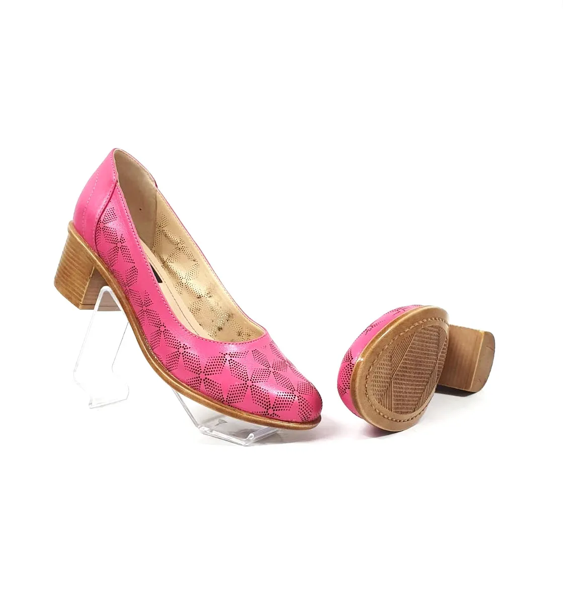 Catinca Shoes T13 RZ pantofi piele roz perforati