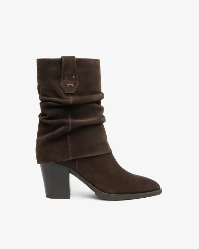 NeroGiardini cizme western dama piele intoarsa toc 80