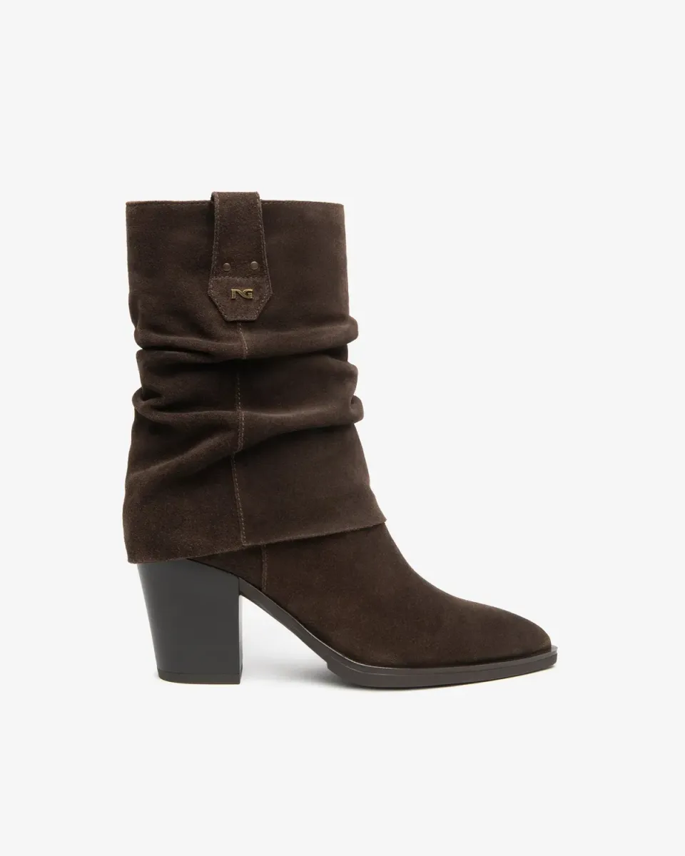 NeroGiardini cizme western dama piele intoarsa toc 80