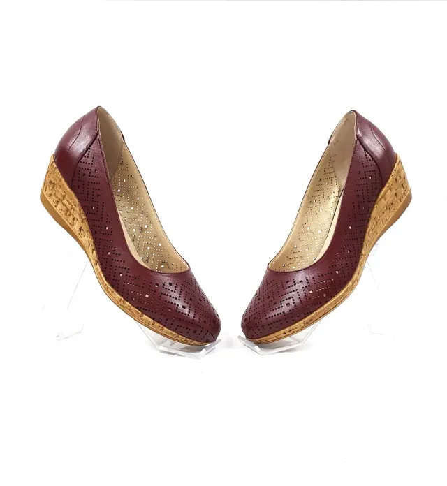 Catinca Shoes T14 BO pantofi dama perforati bordo
