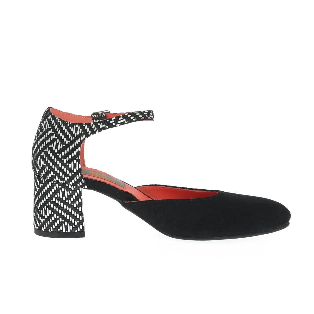 Ana Urbana Shoes Cancun pantofi negru-alb toc 4 cm