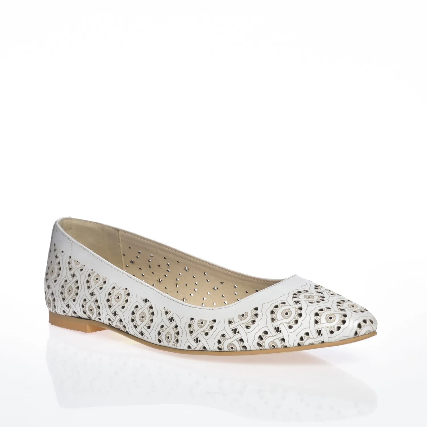Catinca Shoes ST A balerini piele naturala alb stileto