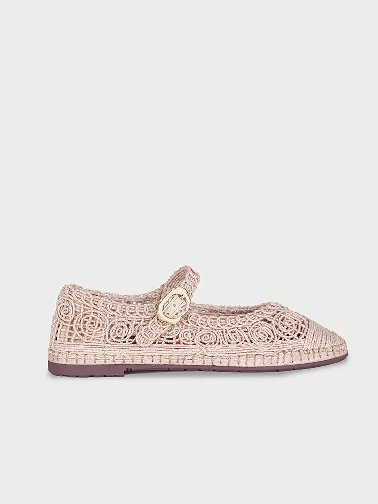 Flabelus Kyra Breeze Sand pantofi Mary Jane bej broderie