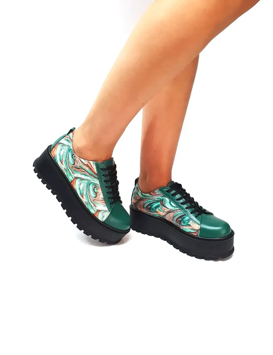 Catinca Shoes X3 VBPV pantofi piele verde box pictura