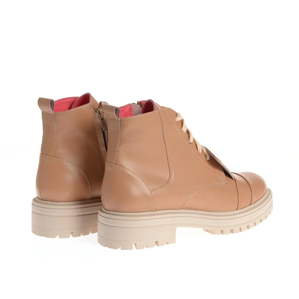 Ana Urbana Claudia ghete piele camel cu sireturi