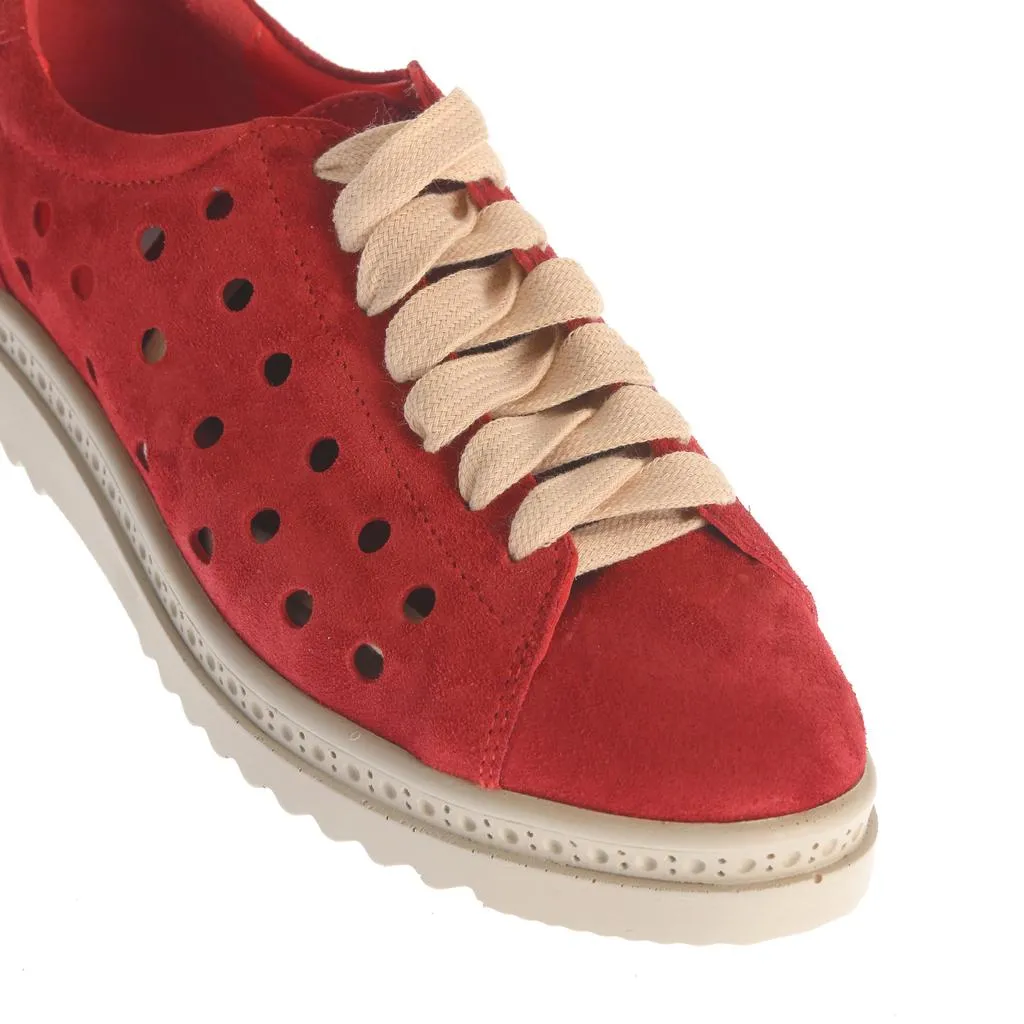 Ana Urbana Shoes Boston pantofi casual rosii piele intoarsa