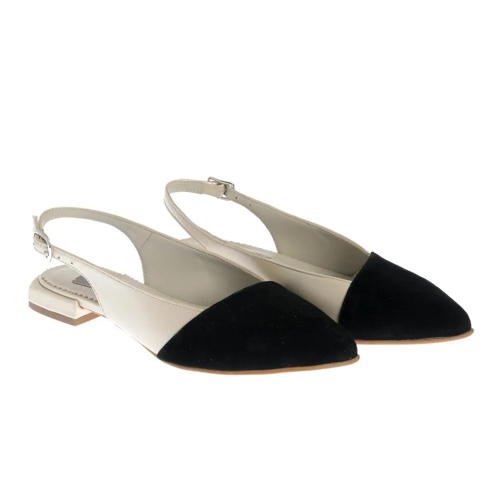 Ana Urbana Rosario balerini slingback negru-ivoire
