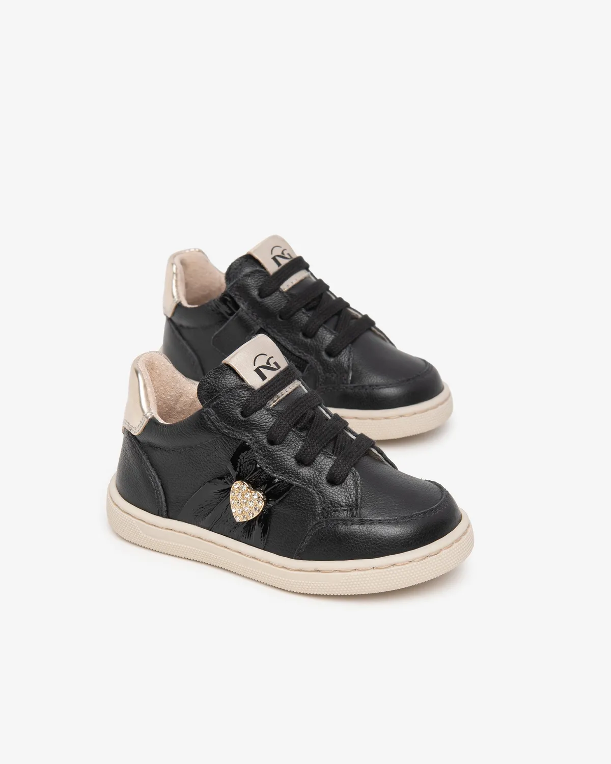 NeroGiardini Sneakers Fete Piele cu Inimă și Fermoar
