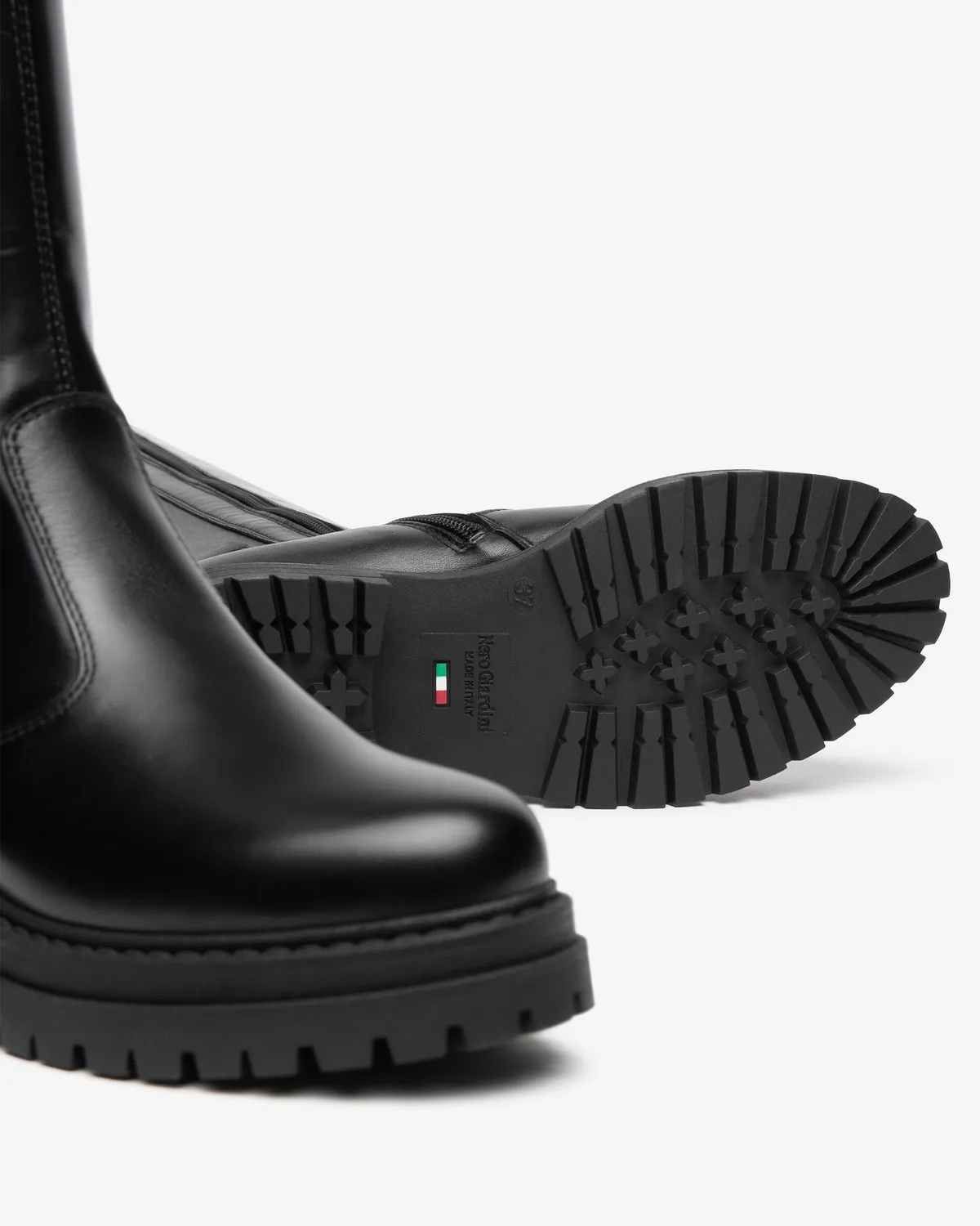 NeroGiardini ghete dama piele toc 4 cm cu fermoar