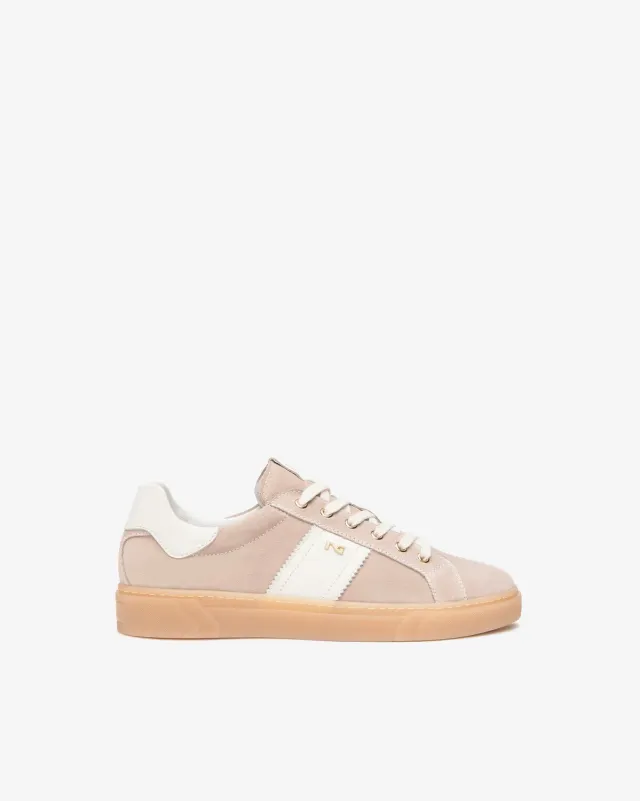 Sneakers NeroGiardini dama piele intoarsa albi