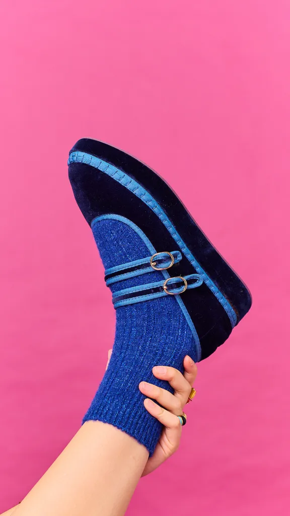 Flagelus Double Montague pantofi bleumarin