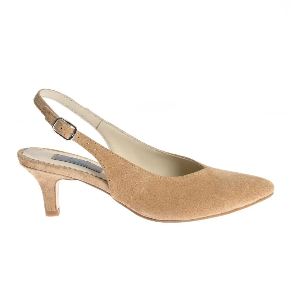 Ana Urbana Shoes Cristina slingback bej toc mic piele