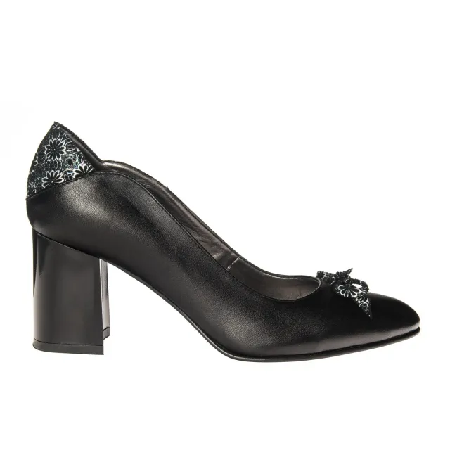 Catinca Shoes R10 NBF pantofi piele negru flori