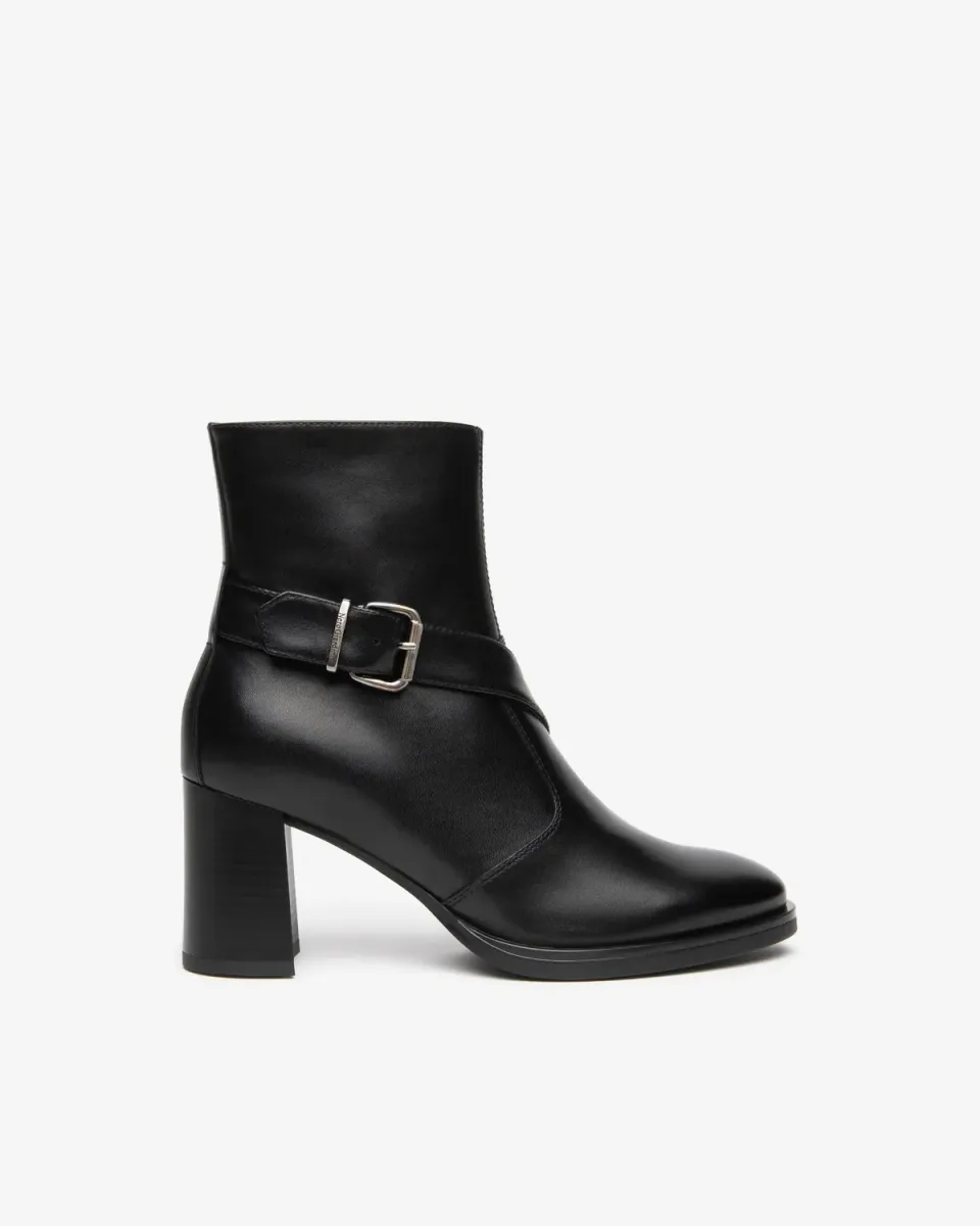 NeroGiardini Botine piele dama toc 75 mm catarama aurie