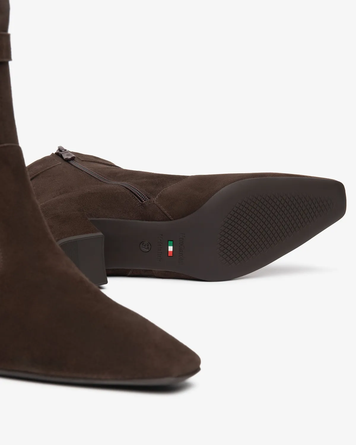 Botine damă NeroGiardini piele întoarsă toc 55 mm