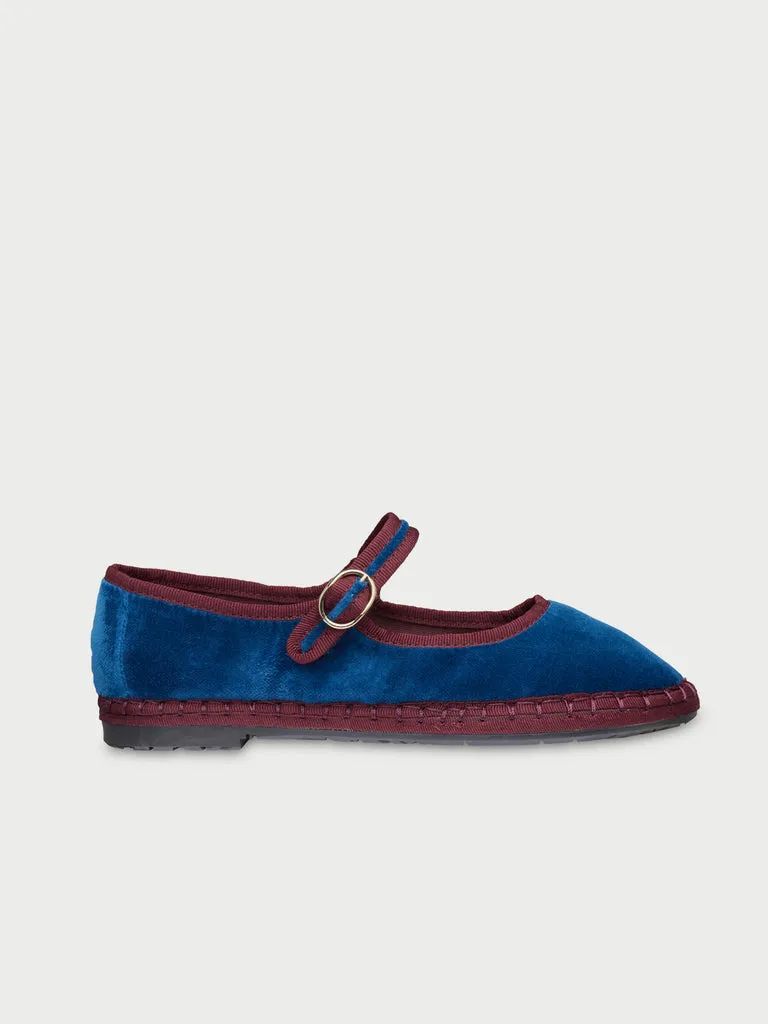 Flagelus Capulet pantofi Mary Jane bleumarin catifea