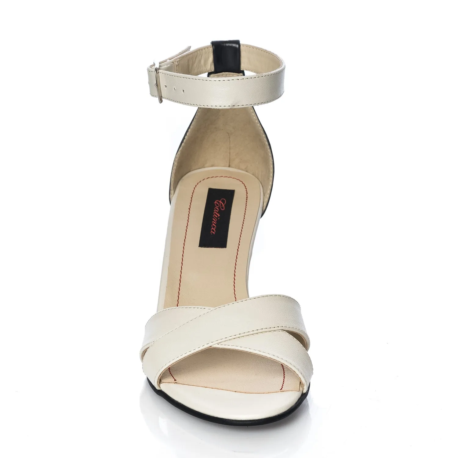 Catinca Shoes S4 BN sandale dama bej cu negru piele naturala
