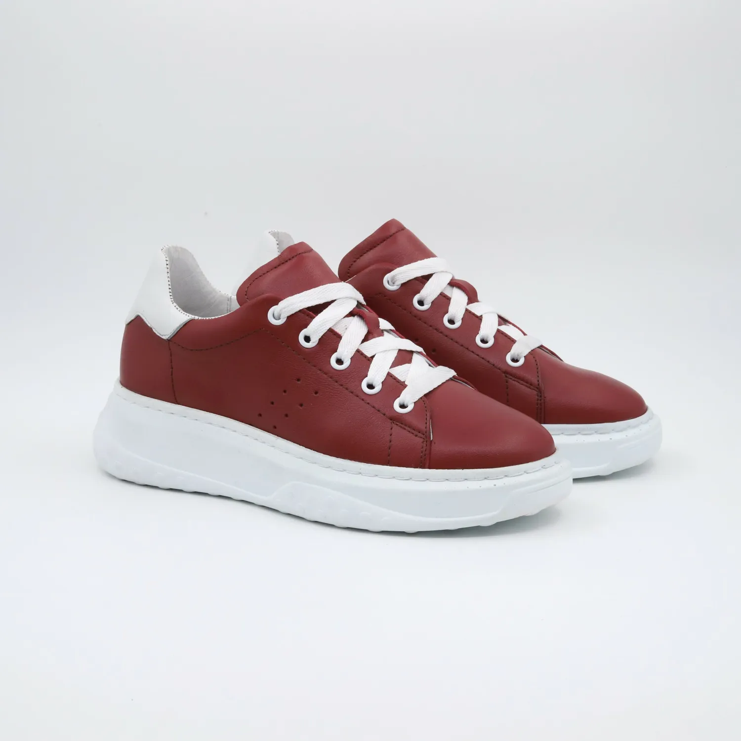 Lucas Shoes 5101 RV sneakers rosu-alb piele naturala