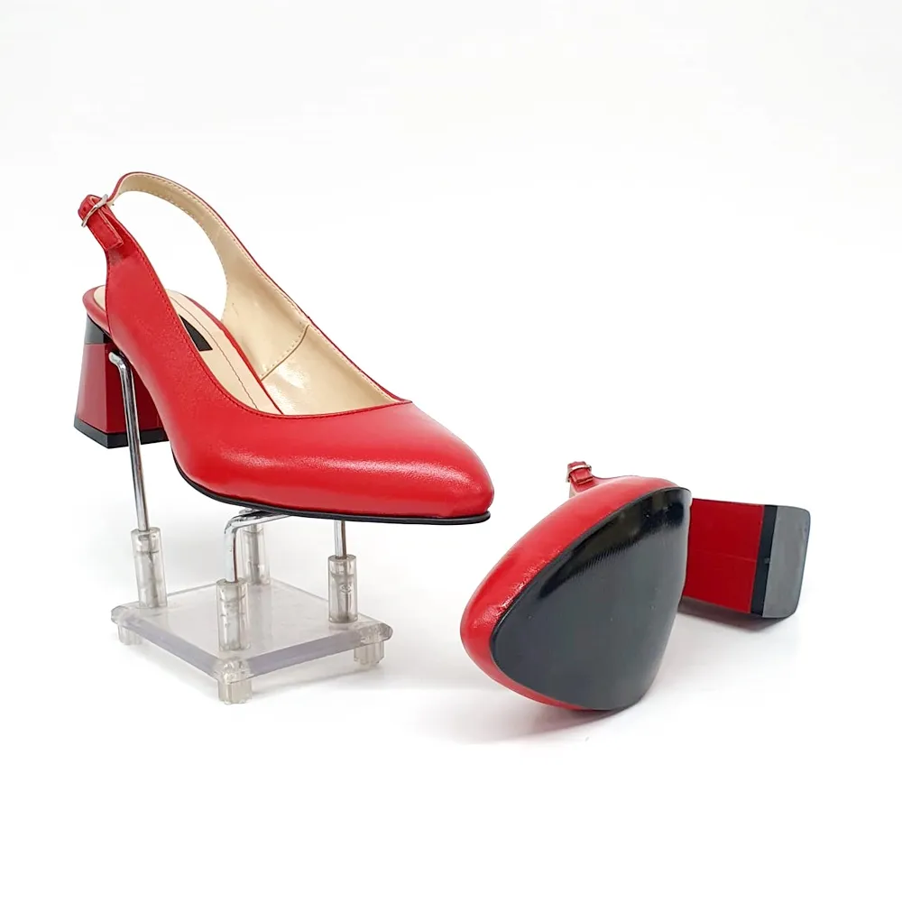 Catinca Shoes D20 RB sandale dama rosu box piele naturala