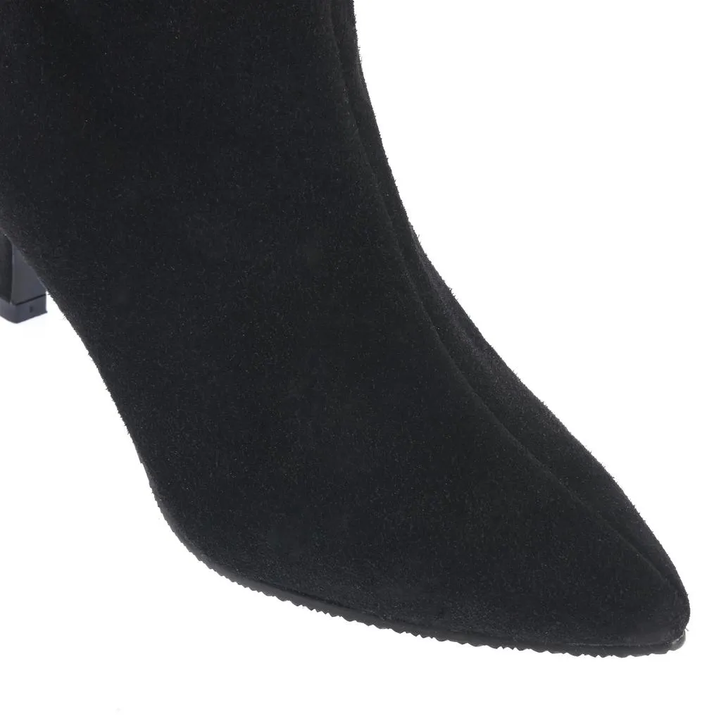 Ana Urbana Selena botine piele intoarsa negre