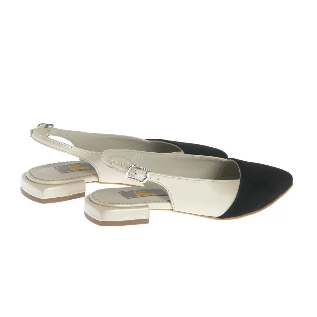 Ana Urbana Rosario balerini slingback negru-ivoire