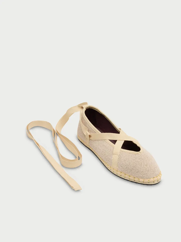 Flagelus Ribbon Linen Cream papuci bej