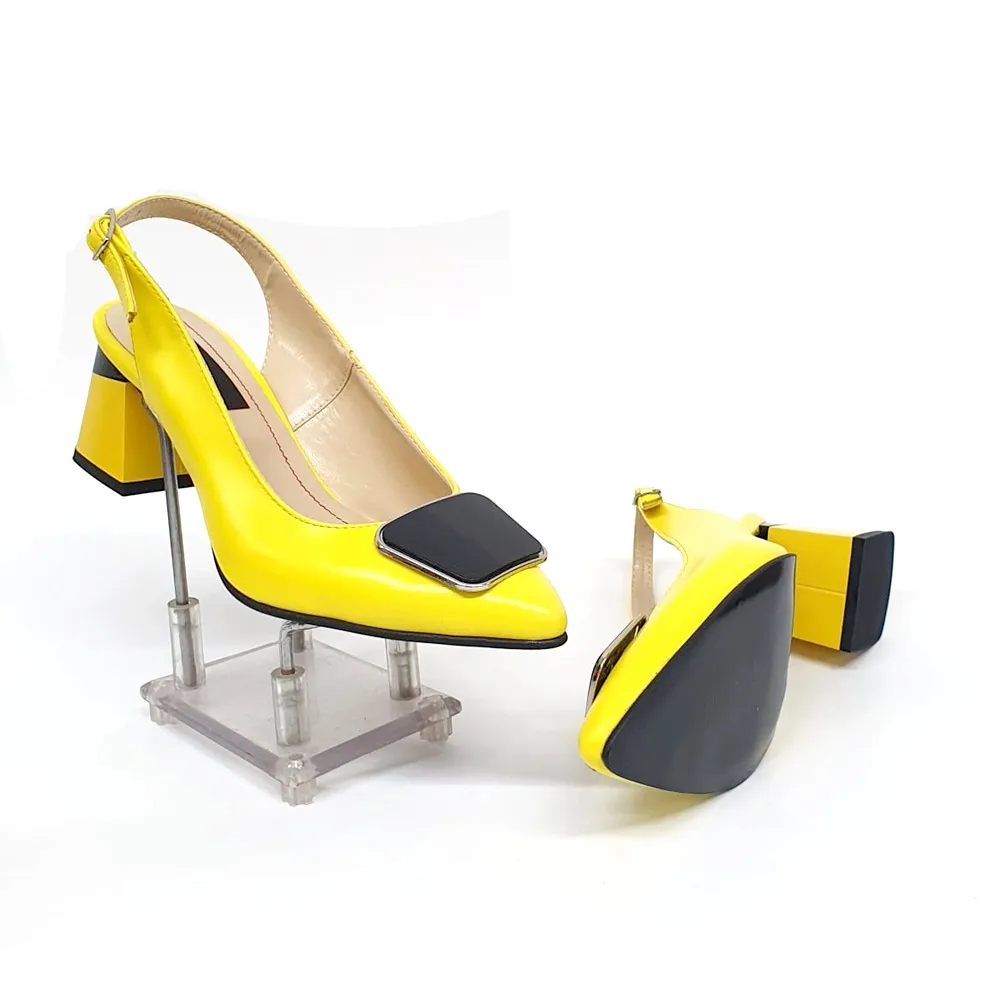 Catinca Shoes D22 GBN sandale dama galben-negru piele