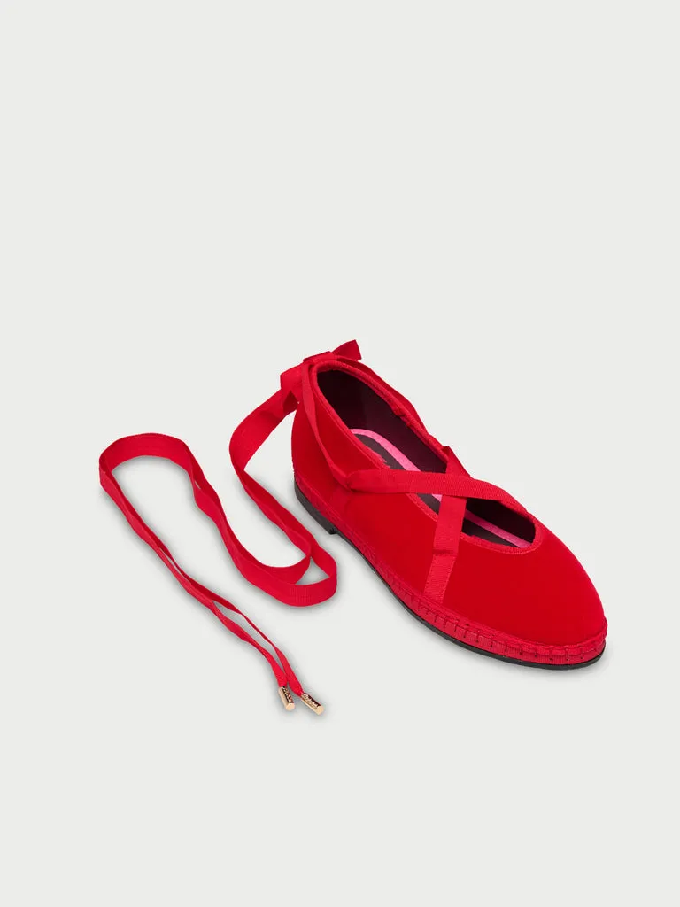 Flagelus Ribbon Mellark papuci catifea rosii