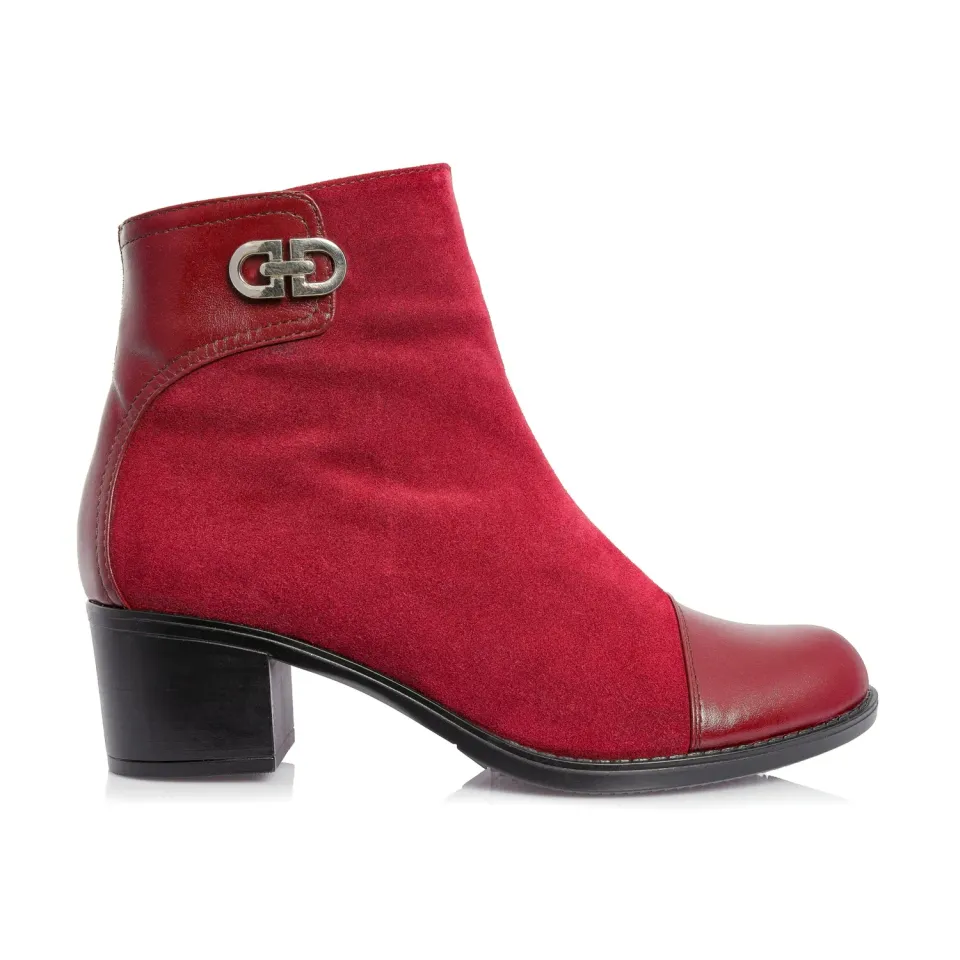 Catinca Shoes T80 RARB ghete damă roșu antilopă piele
