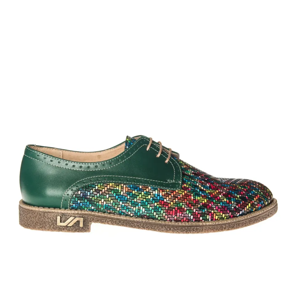 Catinca Shoes G10 VM pantofi dama piele verde multicolor
