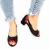 Catinca Shoes T1 NR sandale dama piele negru rosu