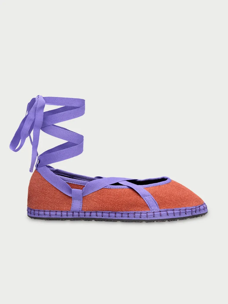 Flagelus Ribbon Linen Teja espadrile portocaliu