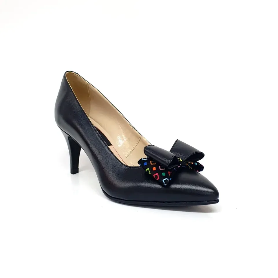 Pantofi dama piele Catinca Shoes A20 NFPC negru funda