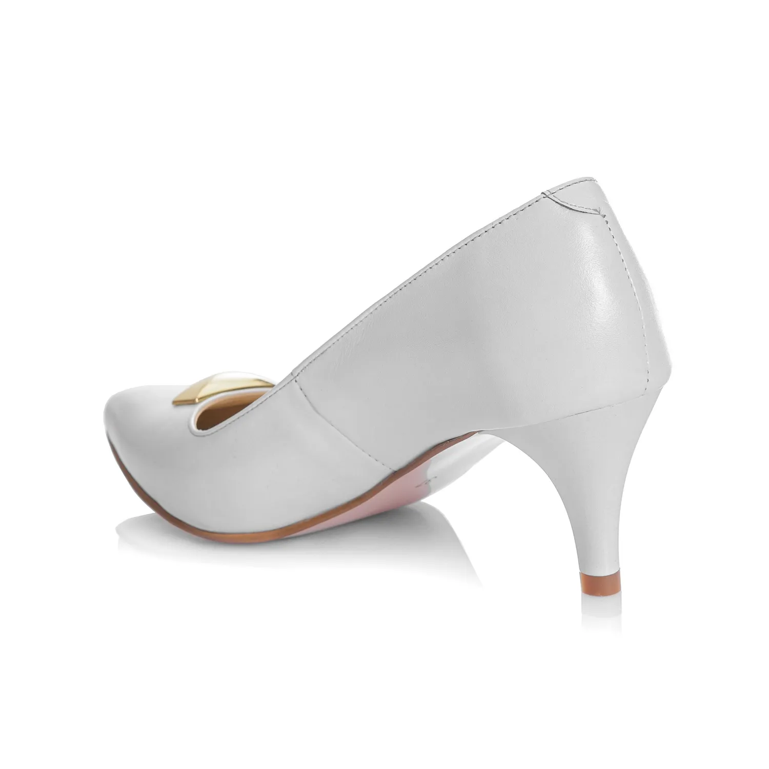 Catinca Shoes A51 AS pantofi dama piele naturala alb sidef