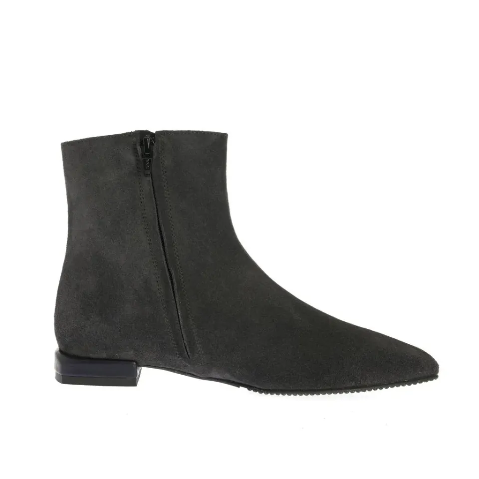 Ana Urbana Ravenna botine piele gri inchis toc bicolor