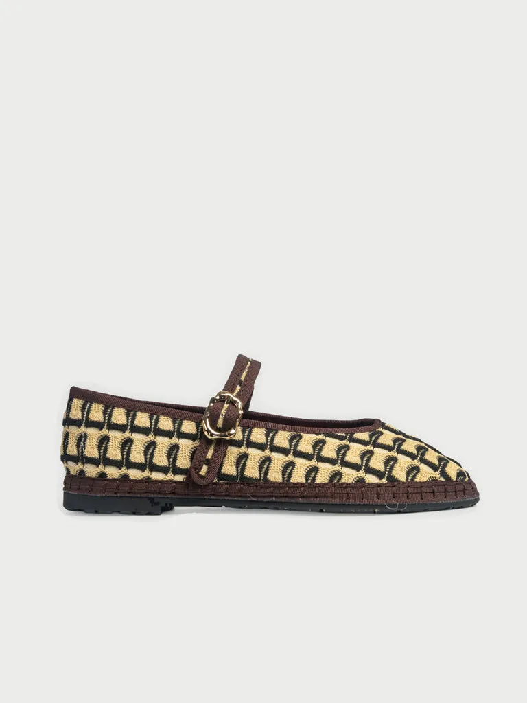 Flagelus Pierre Twist Brown balerini maro catifea