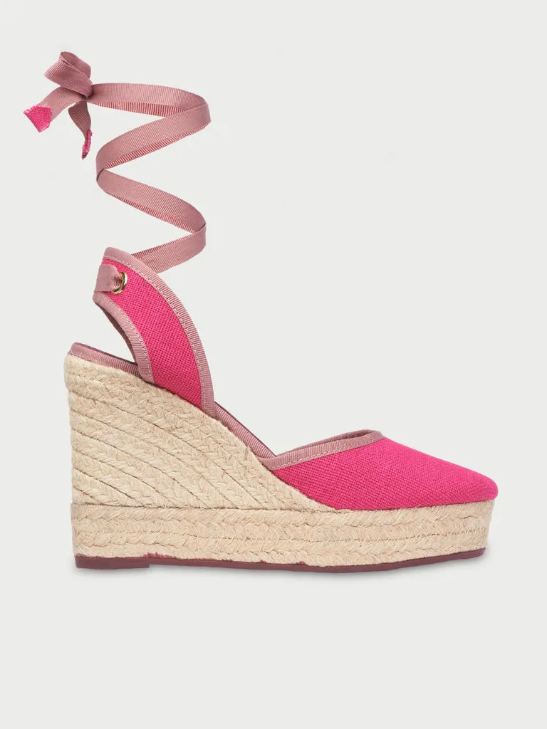 Flagelus Fiesta Strawberry espadrile roz in cu platforma